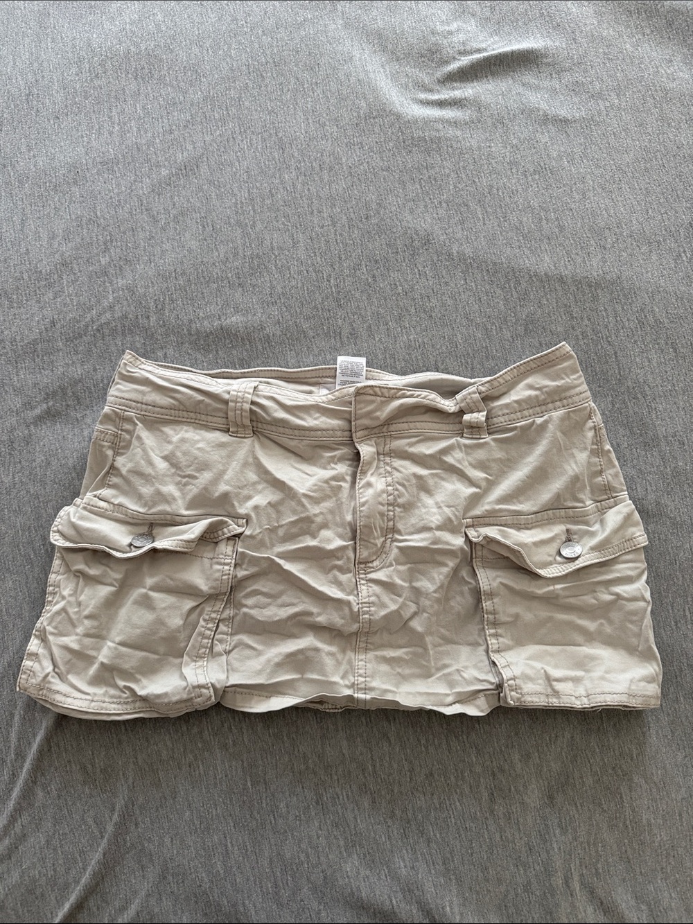 Garage Beige Cargo Mini Skort Shorts with Flap Pockets